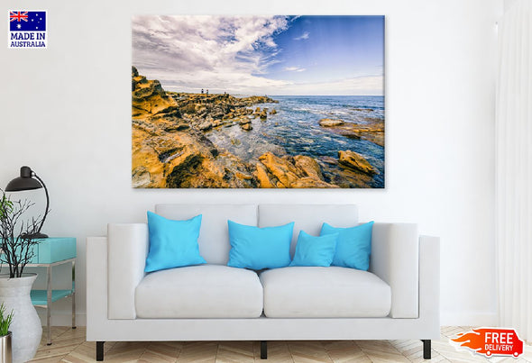 Rocks on Sea View Photograph Print 100% Australian Made Stretched Canvas Ready to Hang - 1433