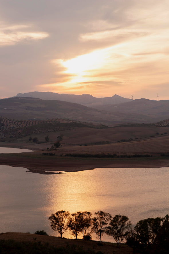 Landscape & Lake Sunrise Aerial Print 100% Australian Made Stretched Canvas Ready to Hang - 1086