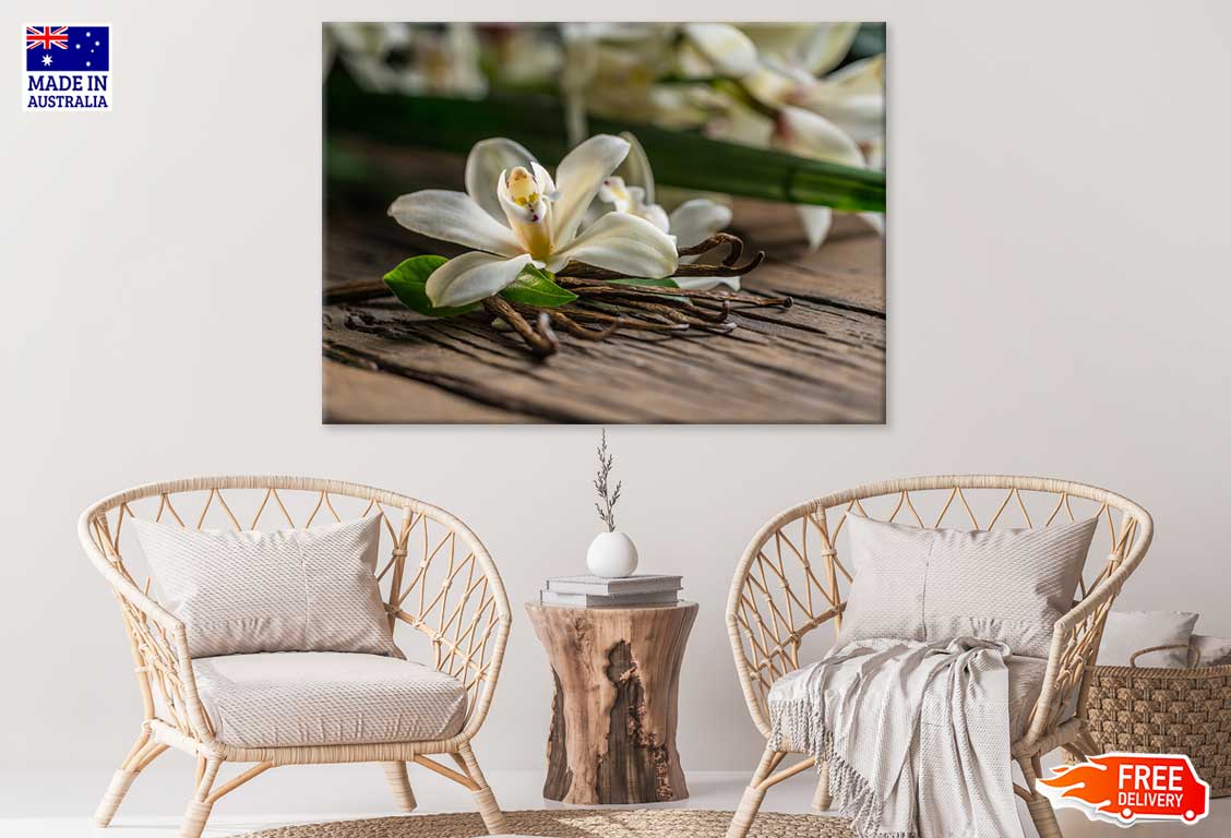 Lily Plant on Table Closeup View Print 100% Australian Made Stretched Canvas Ready to Hang - 1635