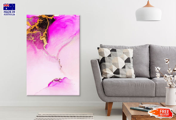 Pink Black & Gold Splash Abstract Design Print 100% Australian Made Stretched Canvas Ready to Hang - 1186