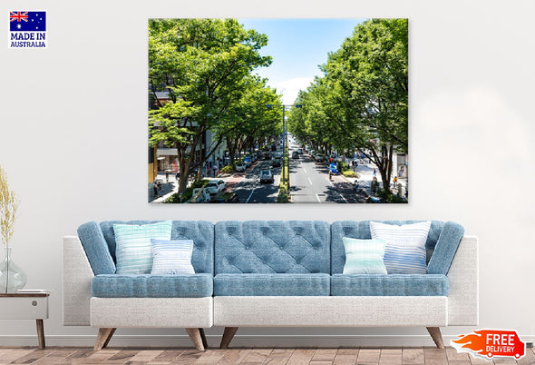 Japan Street Covered with Trees Print 100% Australian Made Stretched Canvas Ready to Hang - 1764