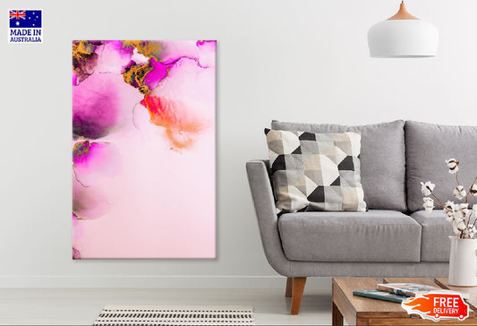 Pink Red & Gold Splash Abstract Design Print 100% Australian Made Stretched Canvas Ready to Hang - 1187