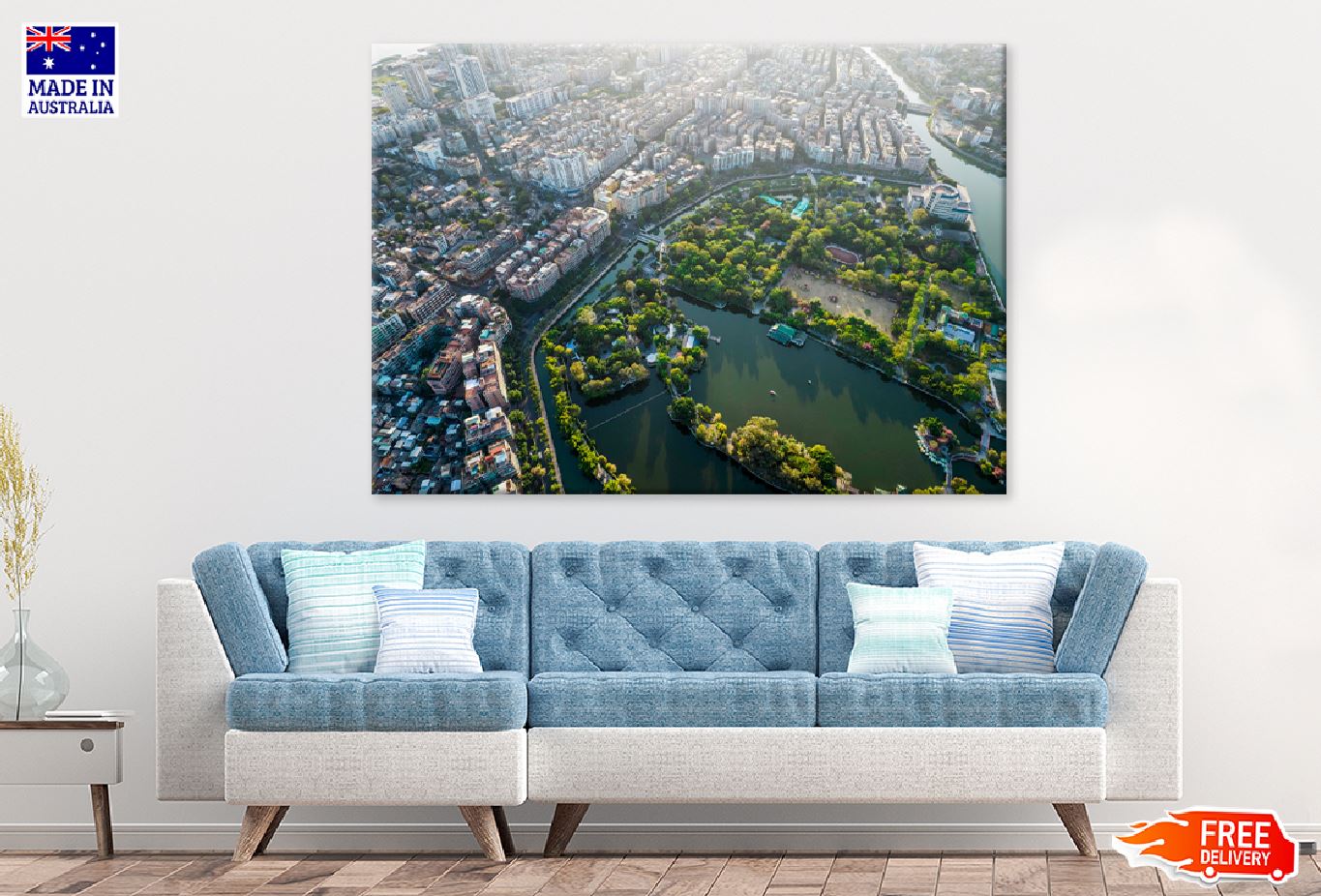 Old Town Shantou City Aerial View Print 100% Australian Made Stretched Canvas Ready to Hang - 1537