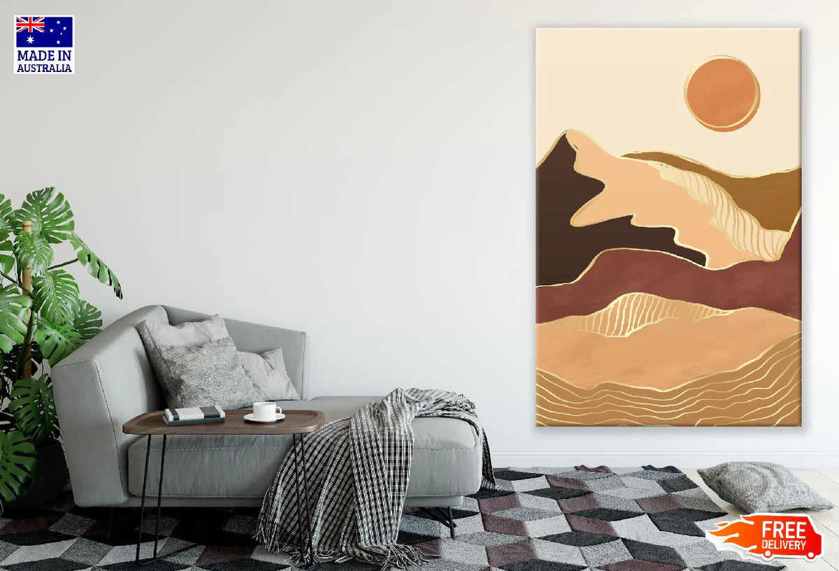 Mountain Abstract Sunset Line Art Design Print 100% Australian Made Stretched Canvas Ready to Hang - 1869