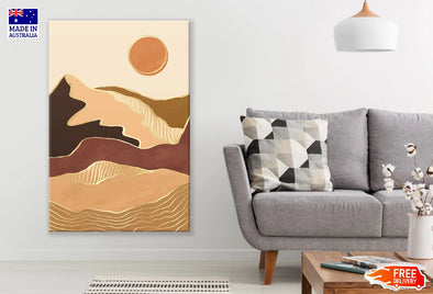 Mountain Abstract Sunset Line Art Design Print 100% Australian Made Stretched Canvas Ready to Hang - 1869