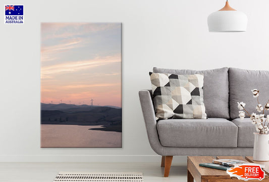 River & Hills Sunrise Scenery  Print 100% Australian Made Stretched Canvas Ready to Hang - 1089