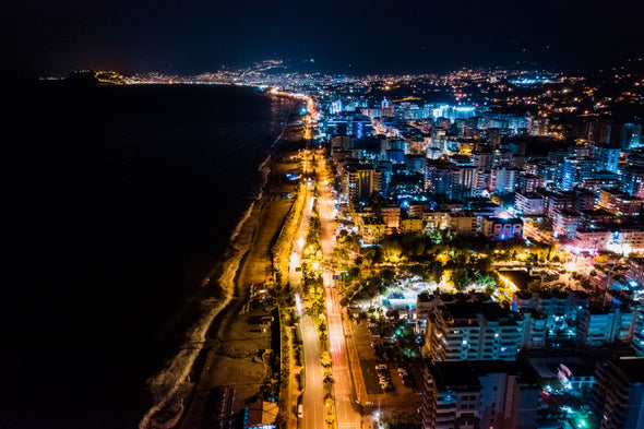 Aerial View of Turkey City Night Print 100% Australian Made Stretched Canvas Ready to Hang - 1538