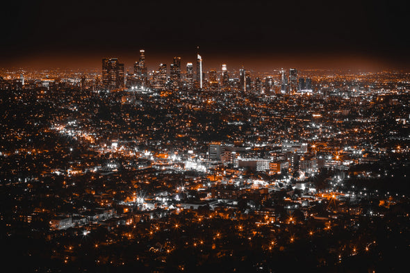 Los Angeles City Night Aerial Print 100% Australian Made Stretched Canvas Ready to Hang - 1539