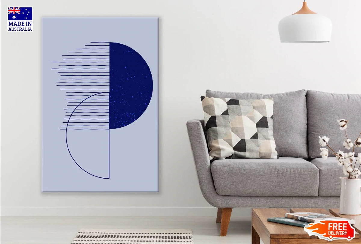 Circle & Lines in Blue Colors Line Art Design Print 100% Australian Made Stretched Canvas Ready to Hang - 1870