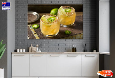 Spicy Jalapeno Margarita with Lime and Tequila Photograph Print 100% Australian Made Stretched Canvas Ready to Hang - 2071