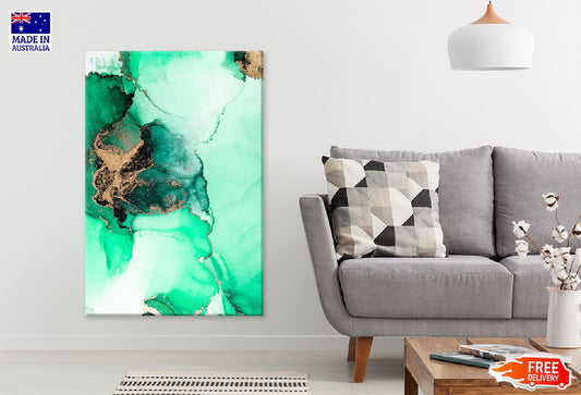 Green & Gold Splash Abstract Art Design Print 100% Australian Made Stretched Canvas Ready to Hang - 1190