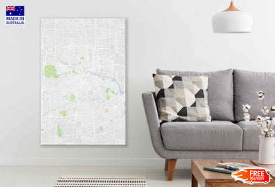 Houston City, Color Detailed Map Vector Art Print 100% Australian Made Stretched Canvas Ready to Hang - 2370