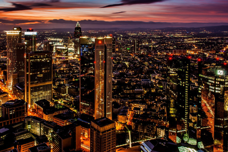 High Skyscrapers City Night View Print 100% Australian Made Stretched Canvas Ready to Hang - 1540