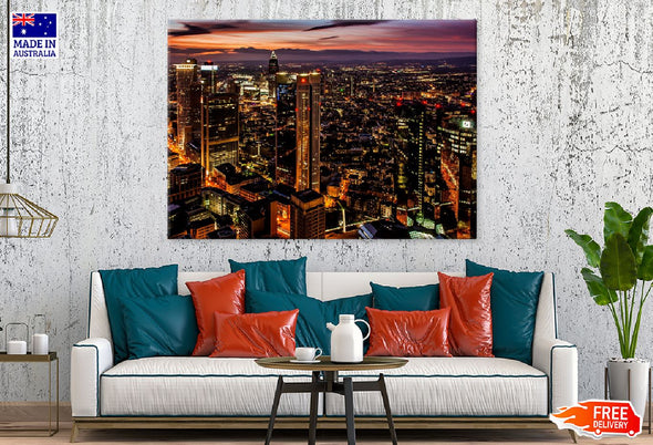 High Skyscrapers City Night View Print 100% Australian Made Stretched Canvas Ready to Hang - 1540