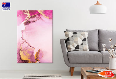 Pink & Gold Marble Abstract Art Design Print 100% Australian Made Stretched Canvas Ready to Hang - 1191