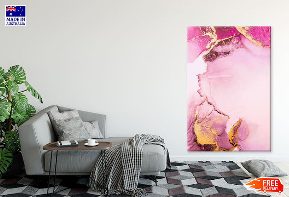 Pink & Gold Marble Abstract Art Design Print 100% Australian Made Stretched Canvas Ready to Hang - 1191