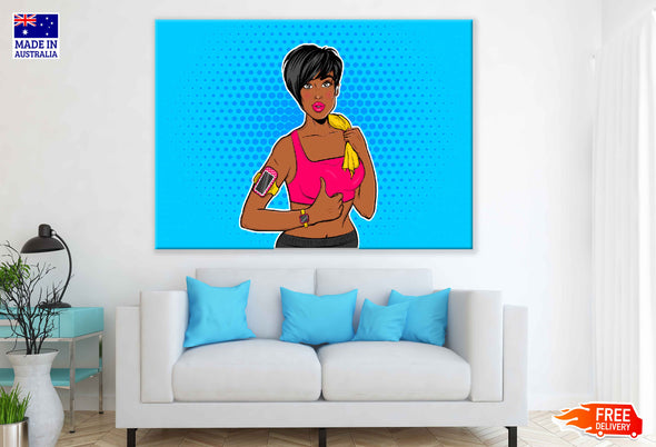 Fit Girl Illustration Pop Arts & Comic Poster Print 100% Australian Made Stretched Canvas Ready to Hang - 2091