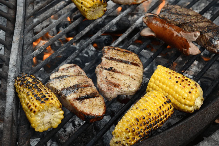 Grilled Meat With Corn Photograph Print 100% Australian Made Stretched Canvas Ready to Hang - 1991