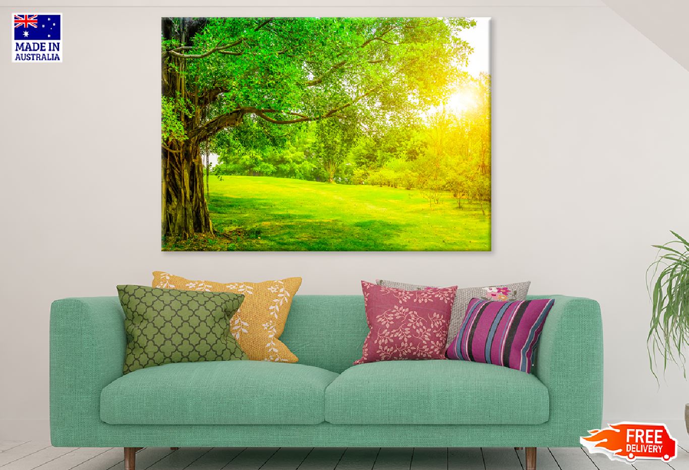 Old Green Tree on Park Photograph Print 100% Australian Made Stretched Canvas Ready to Hang - 1688