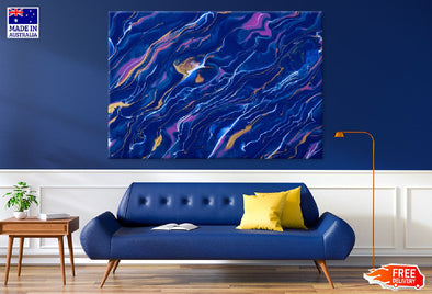 Navy Blue & Purple Abstract Art Print 100% Australian Made Stretched Canvas Ready to Hang - 1110