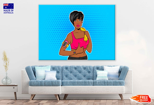 Fit Girl Illustration Pop Arts & Comic Poster Print 100% Australian Made Stretched Canvas Ready to Hang - 2091