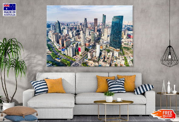 Shanghai City Aerial Photograph Print 100% Australian Made Stretched Canvas Ready to Hang - 1541