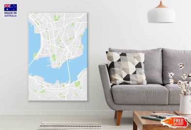 Hong Kong City Colored Vector Map Print 100% Australian Made Stretched Canvas Ready to Hang - 2372