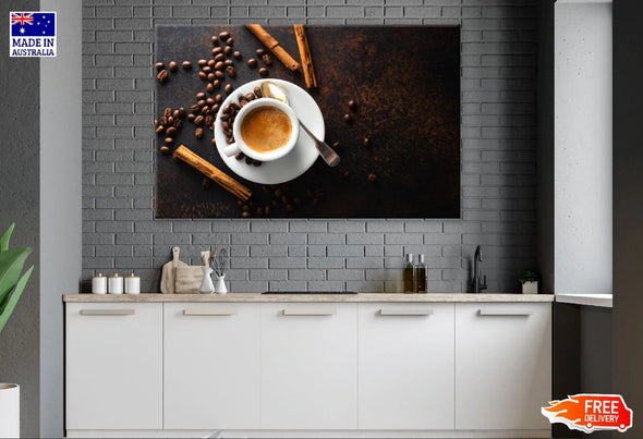 Cup of Fresh Made Coffee Top View Photograph Print 100% Australian Made Stretched Canvas Ready to Hang - 2073