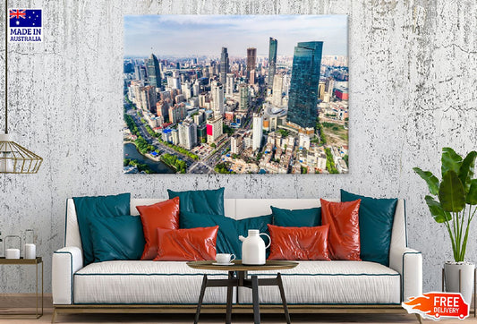 Shanghai City Aerial Photograph Print 100% Australian Made Stretched Canvas Ready to Hang - 1541