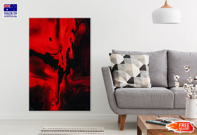 Black & Red Acrylic Abstract Art Design Print 100% Australian Made Stretched Canvas Ready to Hang - 1192