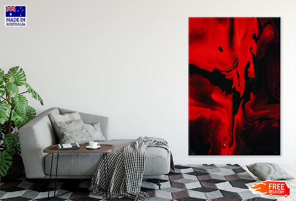 Black & Red Acrylic Abstract Art Design Print 100% Australian Made Stretched Canvas Ready to Hang - 1192