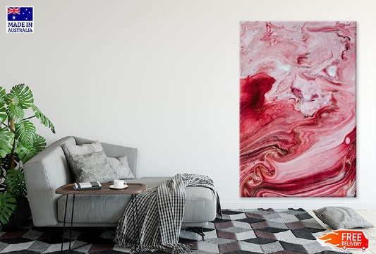 Red Pink Acrylic Abstract Design Print 100% Australian Made Stretched Canvas Ready to Hang - 1193