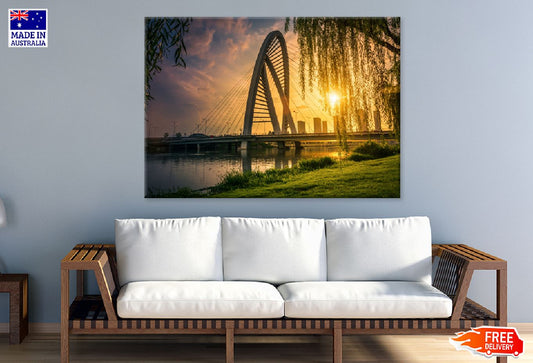 Old Iron Bridge at Sunset View Print 100% Australian Made Stretched Canvas Ready to Hang - 1542