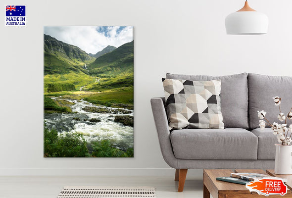 River Surrounded by Mountain View Print 100% Australian Made Stretched Canvas Ready to Hang - 1093