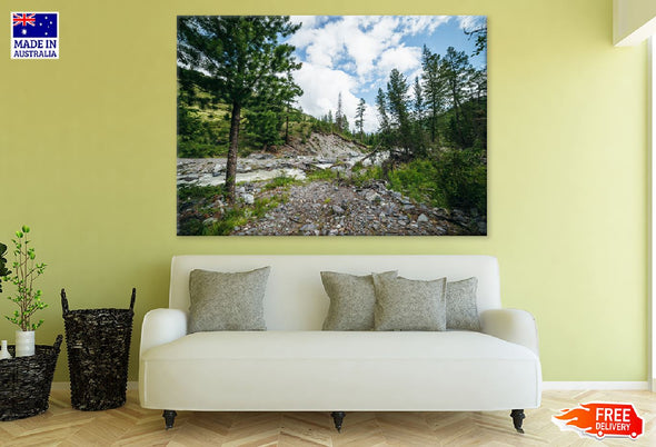 Turbulent Rapids On River View Print 100% Australian Made Stretched Canvas Ready to Hang - 1771