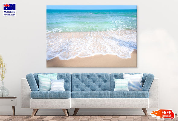 Sea Wave on Beach Sand Photograph Print 100% Australian Made Stretched Canvas Ready to Hang - 1442