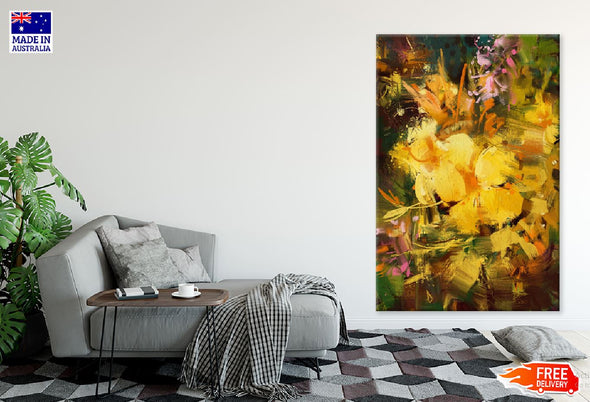 Gold & Yellow Abstract Painting Design Print 100% Australian Made Stretched Canvas Ready to Hang - 1194