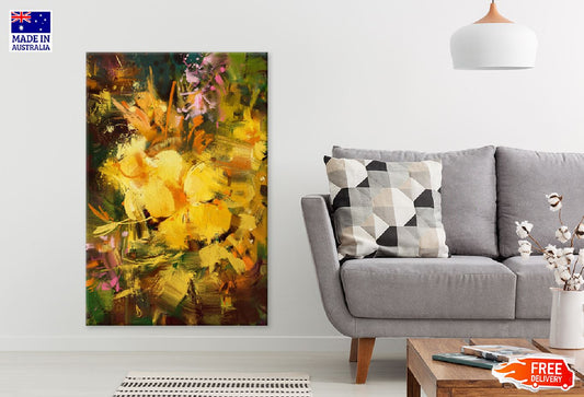 Gold & Yellow Abstract Painting Design Print 100% Australian Made Stretched Canvas Ready to Hang - 1194