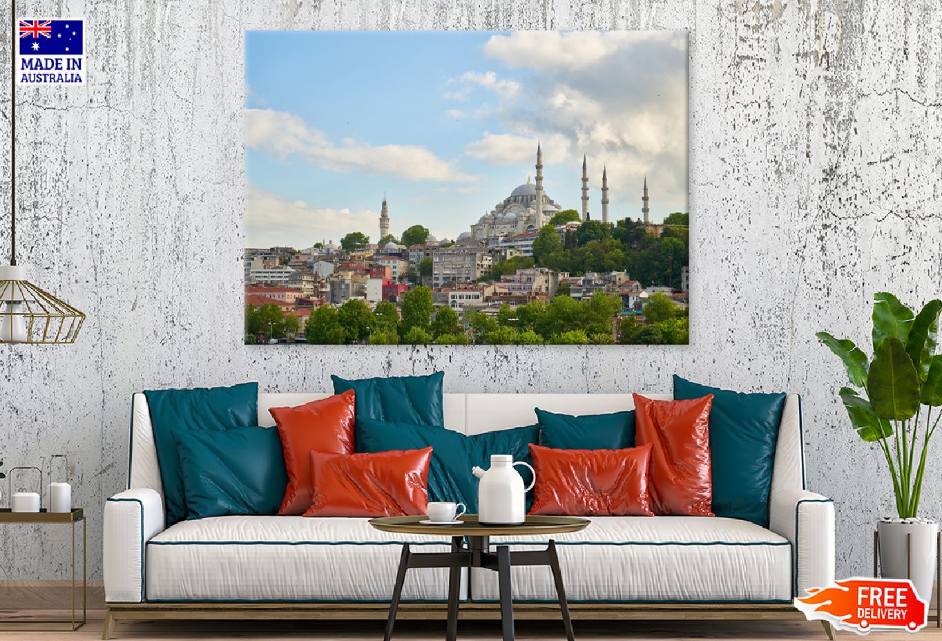 Suleymaniye Mosque in Istanbul Print 100% Australian Made Stretched Canvas Ready to Hang - 1543