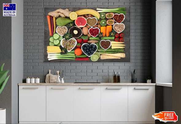 Healthy Diet Fruits and Vegetables Photograph Print 100% Australian Made Stretched Canvas Ready to Hang - 2076