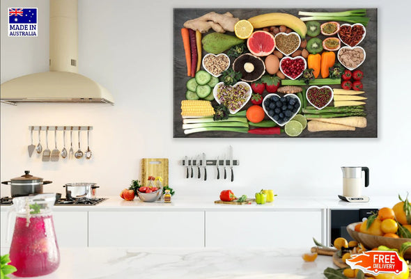 Healthy Diet Fruits and Vegetables Photograph Print 100% Australian Made Stretched Canvas Ready to Hang - 2076