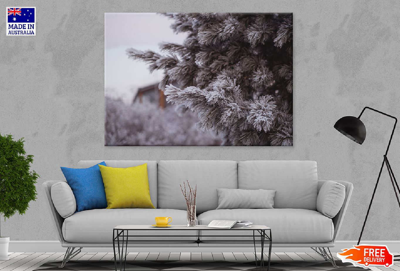 Snow Covered Fir Tree Photograph Print 100% Australian Made Stretched Canvas Ready to Hang - 1773