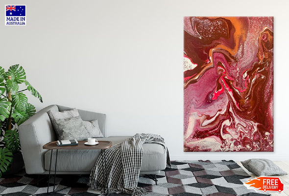 White Pink & Red Abstract Acrylic Design Print 100% Australian Made Stretched Canvas Ready to Hang - 1196