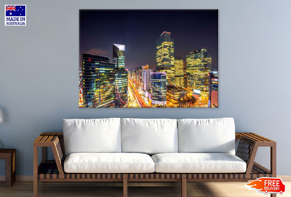 South Korea Night Traffic View Print 100% Australian Made Stretched Canvas Ready to Hang - 1545