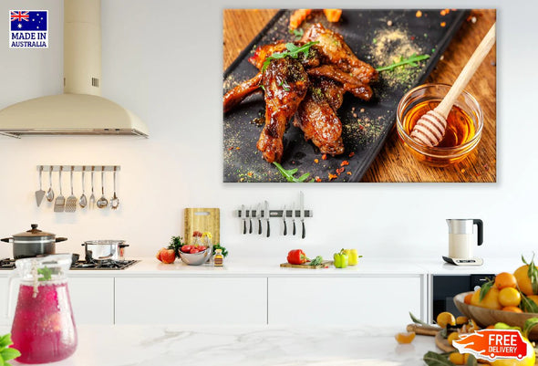 Honey Glazed Chicken Photograph Print 100% Australian Made Stretched Canvas Ready to Hang - 2077