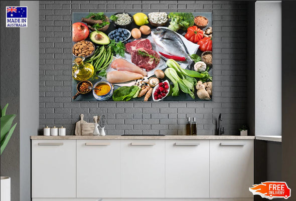 Healthy Nutrition Superfoods and Vegetables Photograph Print 100% Australian Made Stretched Canvas Ready to Hang - 2078