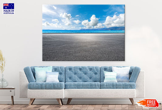 Asphalt Road & Sea Photograph Print 100% Australian Made Stretched Canvas Ready to Hang - 1445