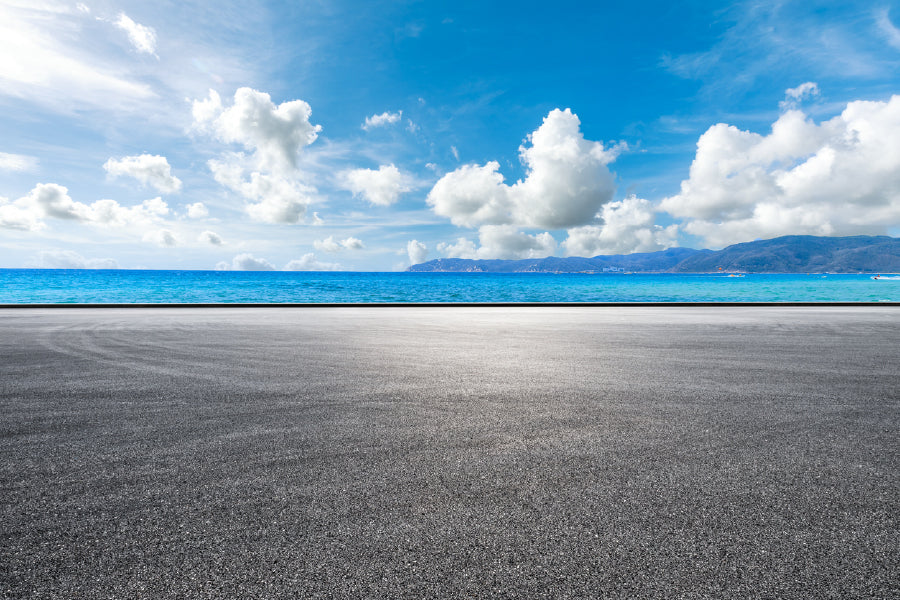 Asphalt Road & Sea Photograph Print 100% Australian Made Stretched Canvas Ready to Hang - 1445