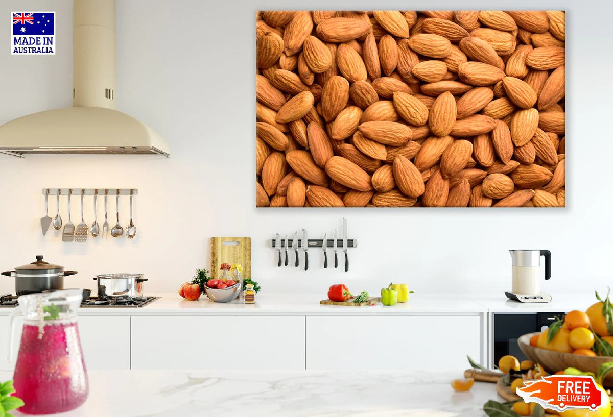 Almond Nuts Closeup Photograph Print 100% Australian Made Stretched Canvas Ready to Hang - 2079