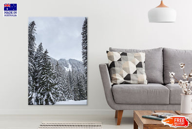 Snow Covered Pine Forest Trees Print 100% Australian Made Stretched Canvas Ready to Hang - 1098